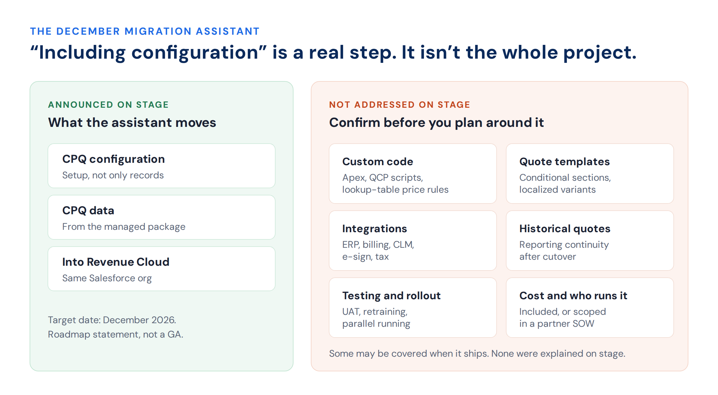 What the December Migration Assistant was announced to move, next to six areas the keynote didn't address